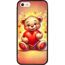 Coque iPhone 5/5s / SE (2016) - Silicone rigide noir Valentine 2024 Teddy love