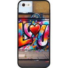Coque iPhone 5/5s / SE (2016) - Silicone rigide noir Valentine 2025 Love U Tag