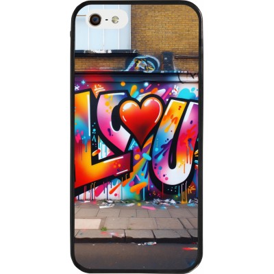 Coque iPhone 5/5s / SE (2016) - Silicone rigide noir Valentine 2025 Love U Tag