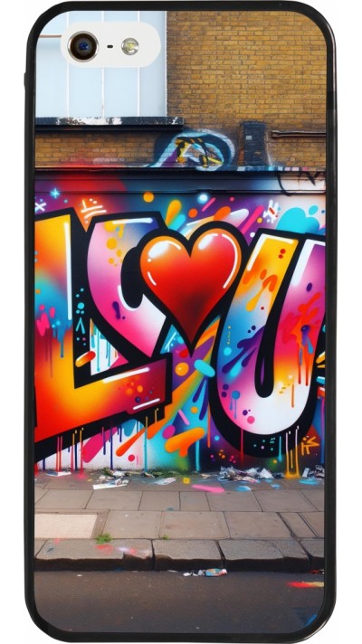 Coque iPhone 5/5s / SE (2016) - Silicone rigide noir Valentine 2025 Love U Tag