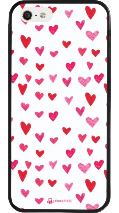 Coque iPhone 5/5s / SE (2016) - Silicone rigide noir Valentine 2022 Many pink hearts