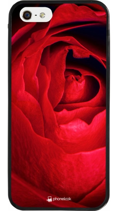 Coque iPhone 5/5s / SE (2016) - Silicone rigide noir Valentine 2022 Rose