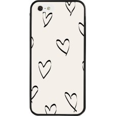 Coque iPhone 5/5s / SE (2016) - Silicone rigide noir Valentine 2023 minimalist hearts