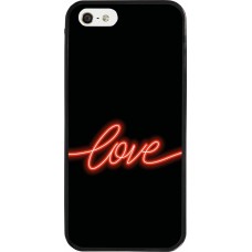 Coque iPhone 5/5s / SE (2016) - Silicone rigide noir Valentine 2023 neon love