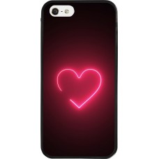 Coque iPhone 5/5s / SE (2016) - Silicone rigide noir Valentine 2023 single neon heart