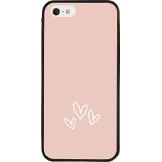 Coque iPhone 5/5s / SE (2016) - Silicone rigide noir Valentine 2023 three minimalist hearts