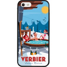 Coque iPhone 5/5s / SE (2016) - Silicone rigide noir Verbier Mountain Jacuzzi