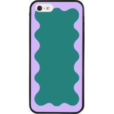 iPhone 5/5s / SE (2016) Case Hülle - Silikon schwarz Wavy Rectangle Green Purple