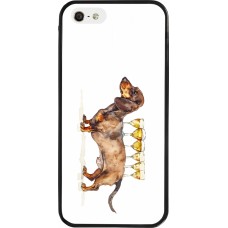 iPhone 5/5s / SE (2016) Case Hülle - Silikon schwarz Wine Teckel