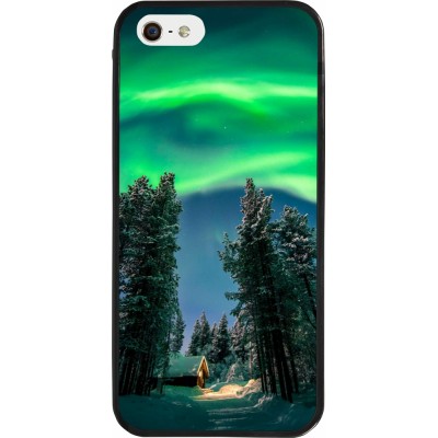 Coque iPhone 5/5s / SE (2016) - Silicone rigide noir Winter 22 Northern Lights