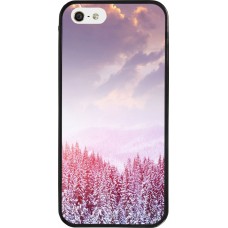 Coque iPhone 5/5s / SE (2016) - Silicone rigide noir Winter 22 Pink Forest