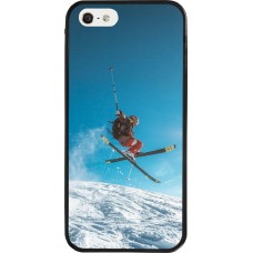 iPhone 5/5s / SE (2016) Case Hülle - Silikon schwarz Winter 22 Ski Jump