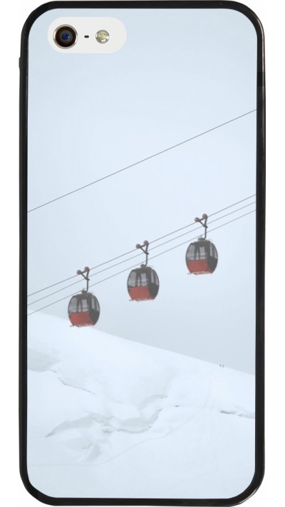 Coque iPhone 5/5s / SE (2016) - Silicone rigide noir Winter 22 ski lift