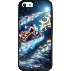 Coque iPhone 5/5s / SE (2016) - Silicone rigide noir Noël 2023 Père Noël enchanté