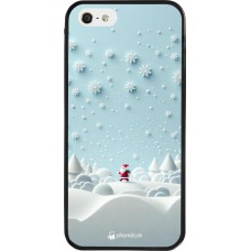 Coque iPhone 5/5s / SE (2016) - Silicone rigide noir Noël 2023 Petit Père Flocon