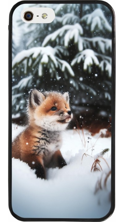 iPhone 5/5s / SE (2016) Case Hülle - Silikon schwarz Weihnachten 2023 Fuechslein Tanne