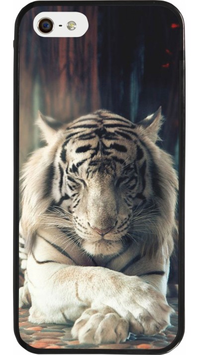 Coque iPhone 5/5s / SE (2016) - Silicone rigide noir Zen Tiger