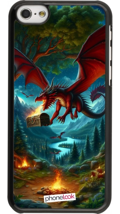 Coque iPhone 5c - Dragon Volant Forêt Trésor