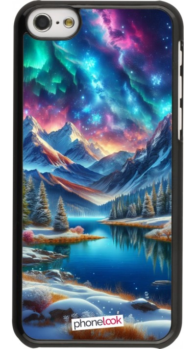 Coque iPhone 5c - Fantasy Mountain Lake Sky Stars
