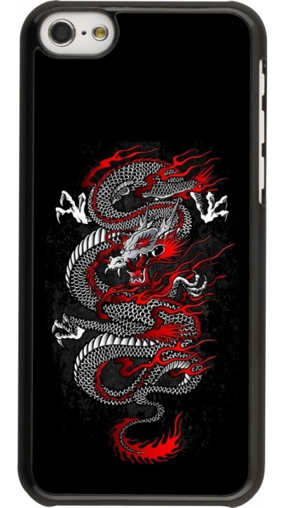 Coque iPhone 5c - Japanese style Dragon Tattoo Red Black