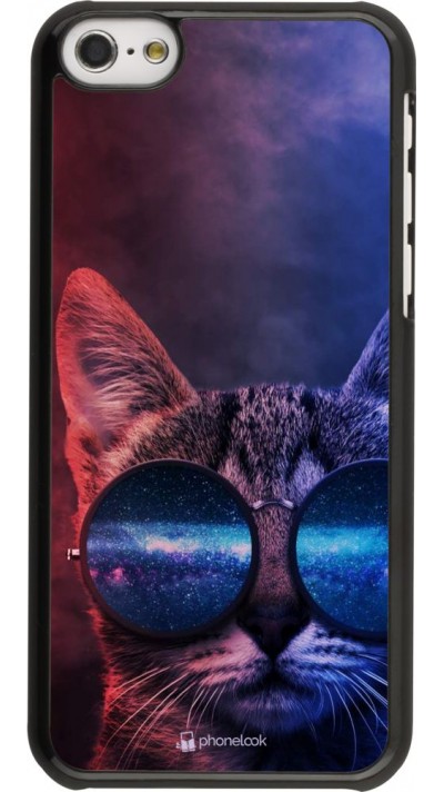 Coque iPhone 5c - Red Blue Cat Glasses