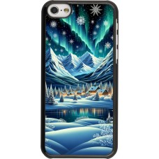 iPhone 5c Case Hülle - Verschneites Bergdorf am See in der Nacht