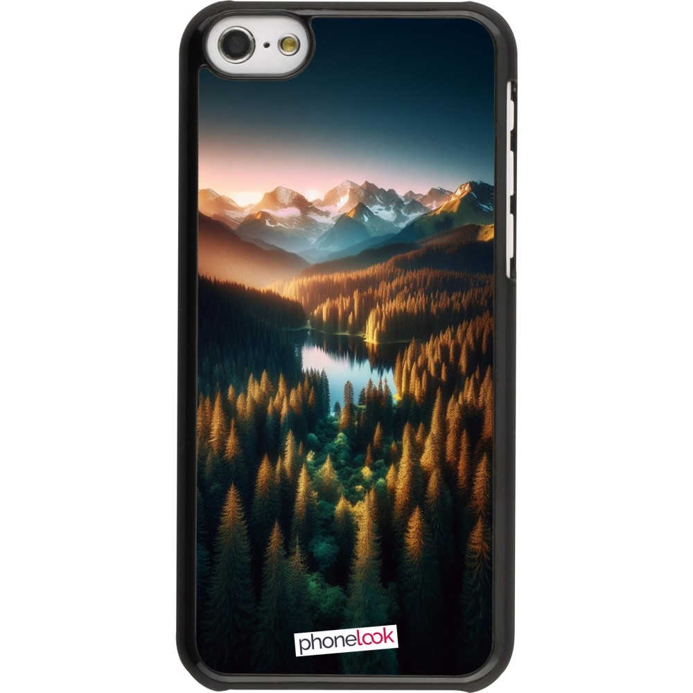 iPhone 5c Case Hülle - Sonnenuntergang Waldsee