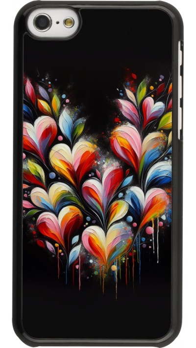 Coque iPhone 5c - Valentine 2024 Coeur Noir Abstrait