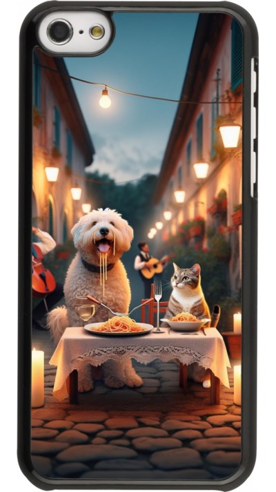 Coque iPhone 5c - Valentine 2024 Dog & Cat Candlelight