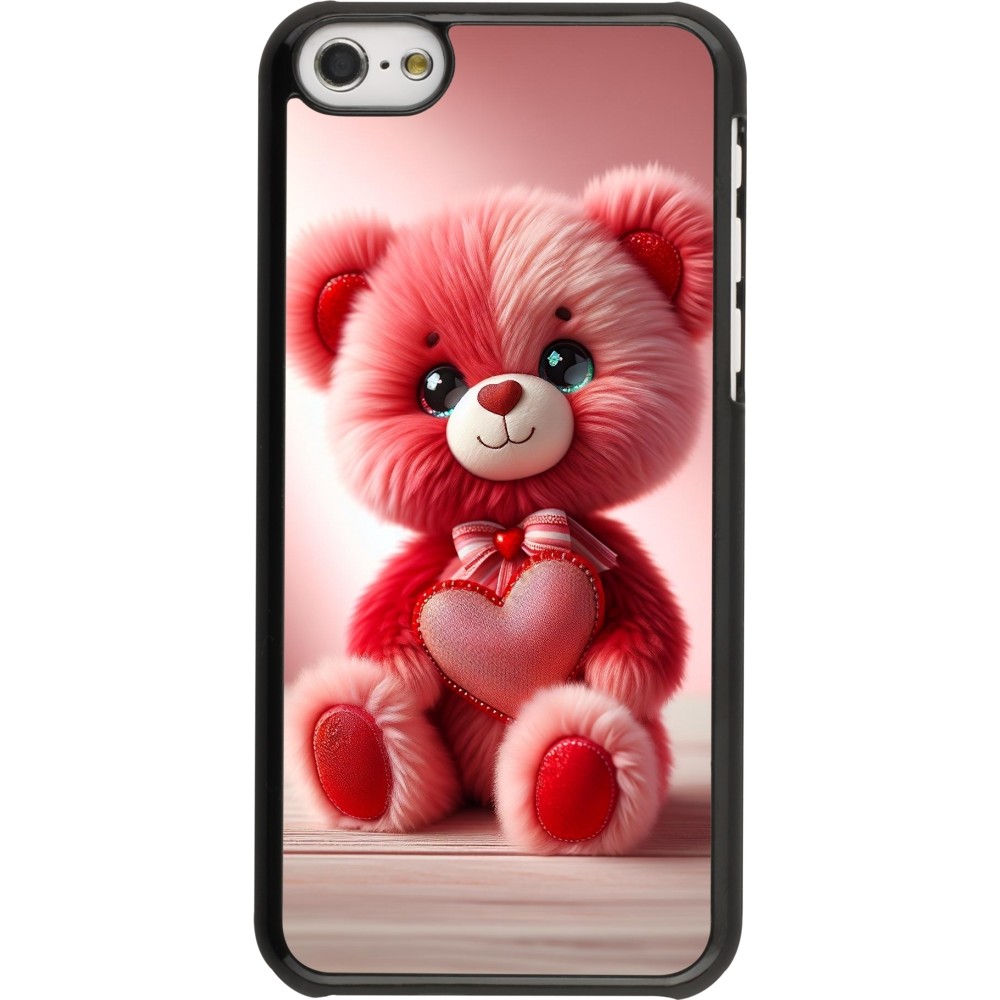 iPhone 5c Case Hülle - Valentin 2024 Rosaroter Teddybär