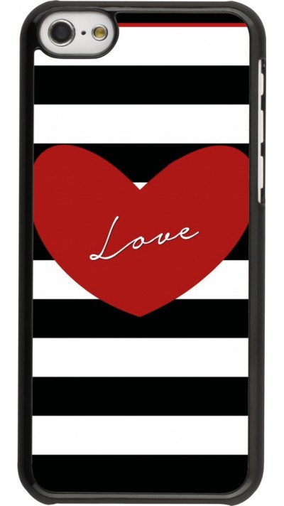 Coque iPhone 5c - Valentine 2023 heart black and white lines