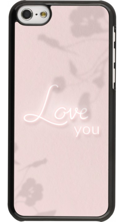 Coque iPhone 5c - Valentine 2023 love you neon flowers shadows