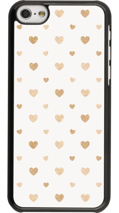 Coque iPhone 5c - Valentine 2023 multiple gold hearts