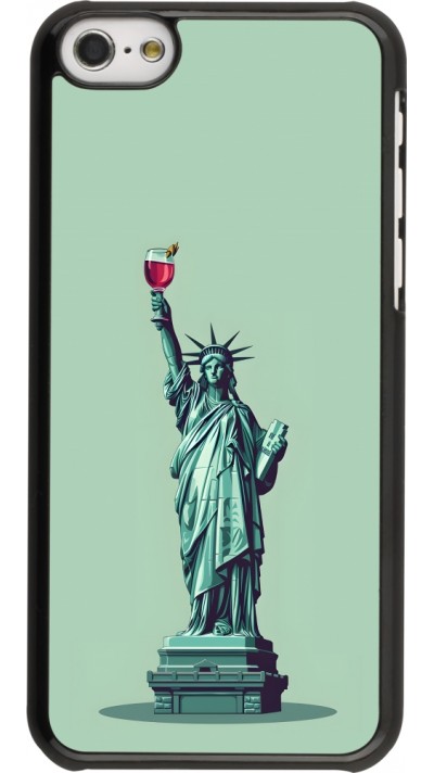 Coque iPhone 5c - Wine Statue de la liberté avec un verre de vin