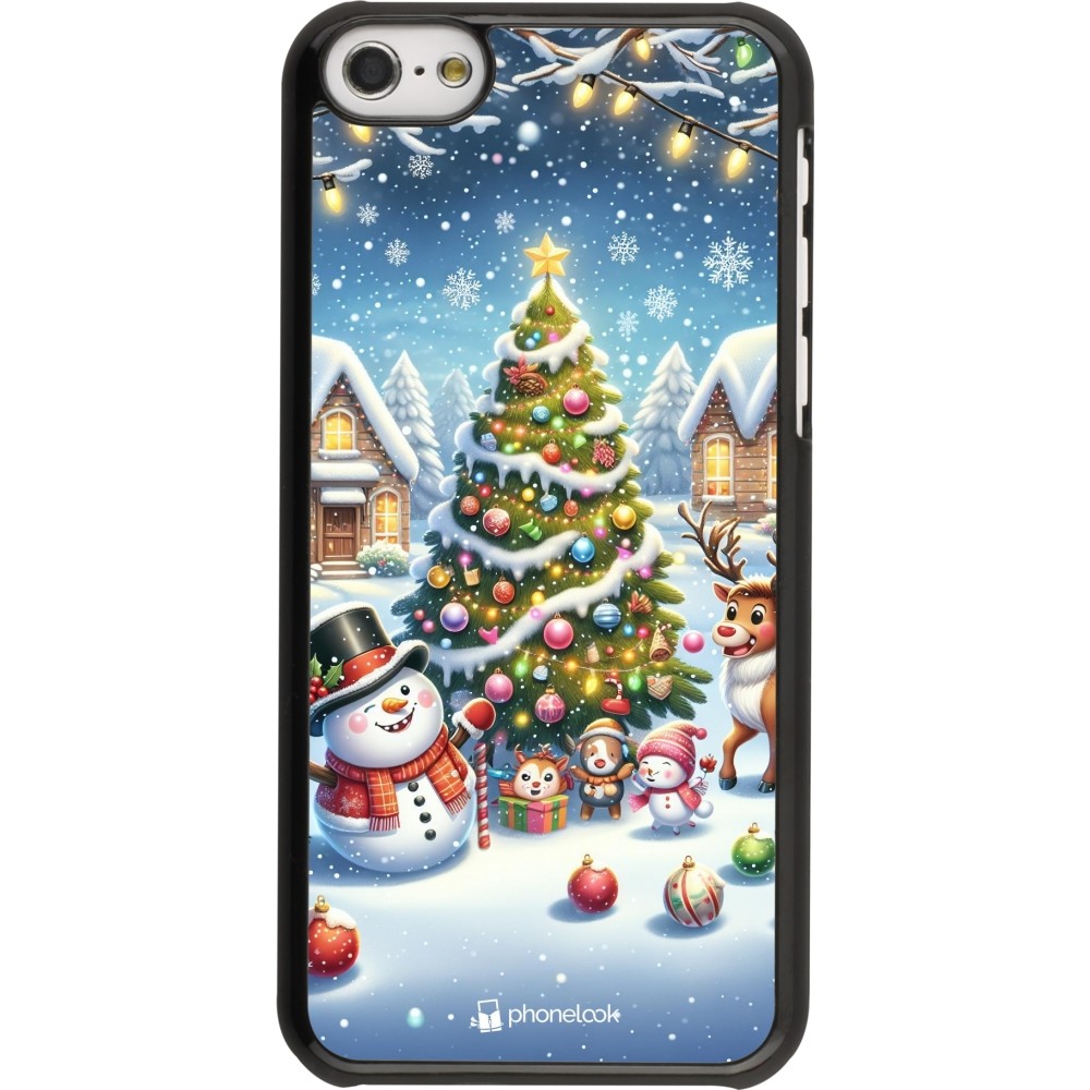 iPhone 5c Case Hülle - Weihnachten 2023 Schneemann und Tannenbaum
