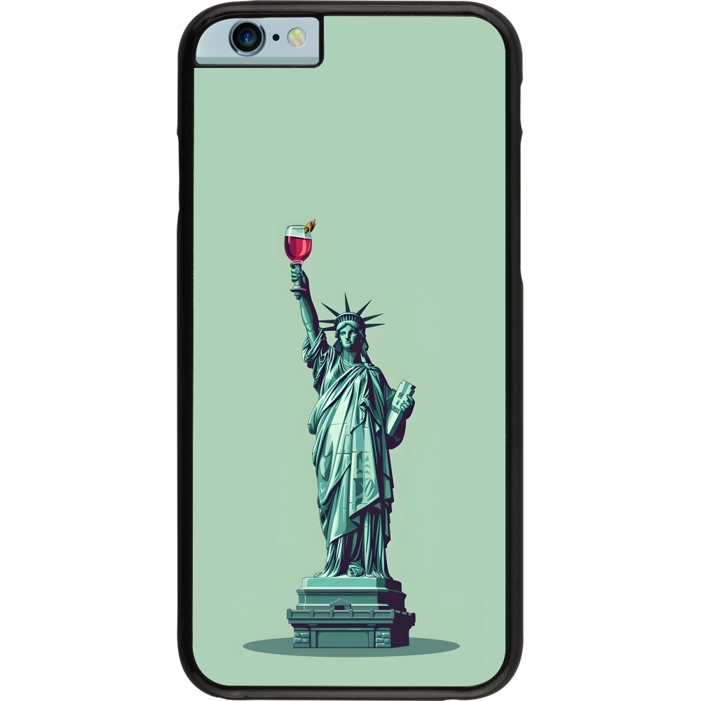 Coque iPhone 6/6s - Wine Statue de la liberté avec un verre de vin