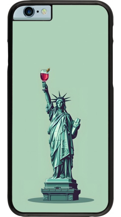 Coque iPhone 6/6s - Wine Statue de la liberté avec un verre de vin