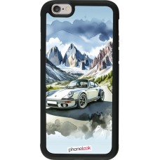 Coque iPhone 6/6s - Silicone rigide noir Porsche 911 Mountain Watercolor