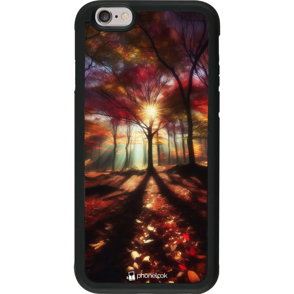 Coque iPhone 6/6s - Silicone rigide noir Automne doré glare