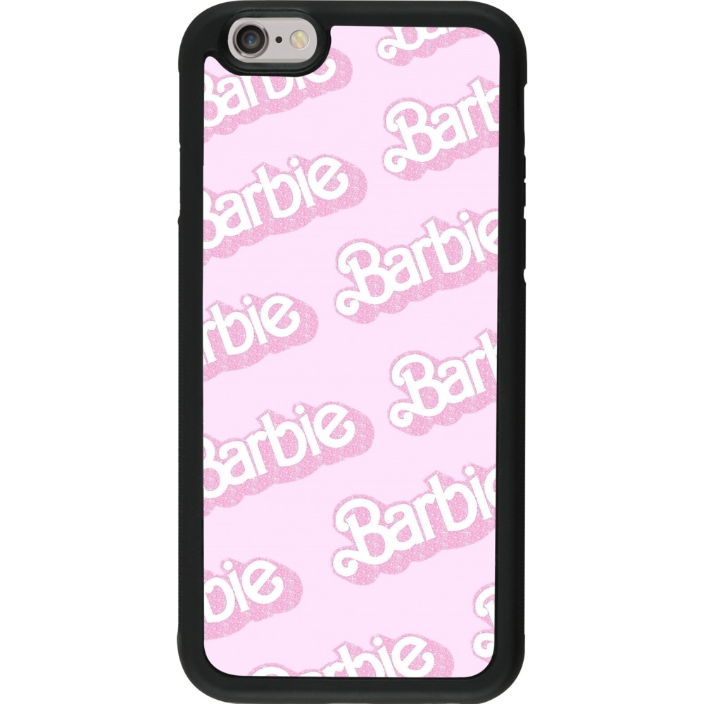 Coque iPhone 6/6s - Silicone rigide noir Barbie light pink pattern