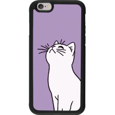 iPhone 6/6s Case Hülle - Silikon schwarz Chat auf lila Hintergrund