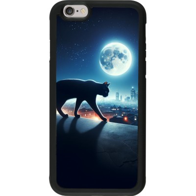 iPhone 6/6s Case Hülle - Silikon schwarz Schwarze Katze unter dem Vollmond
