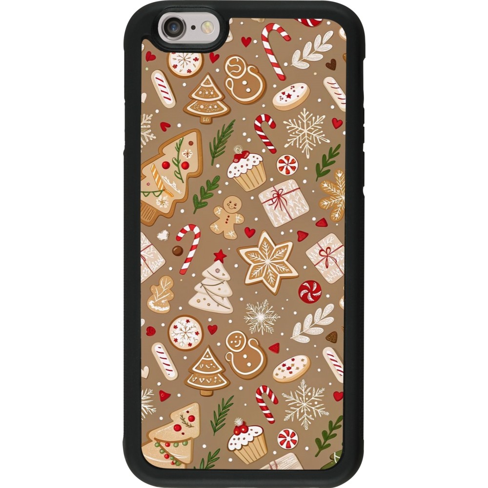 Coque iPhone 6/6s - Silicone rigide noir Christmas 25 Pattern Ginger Cookie