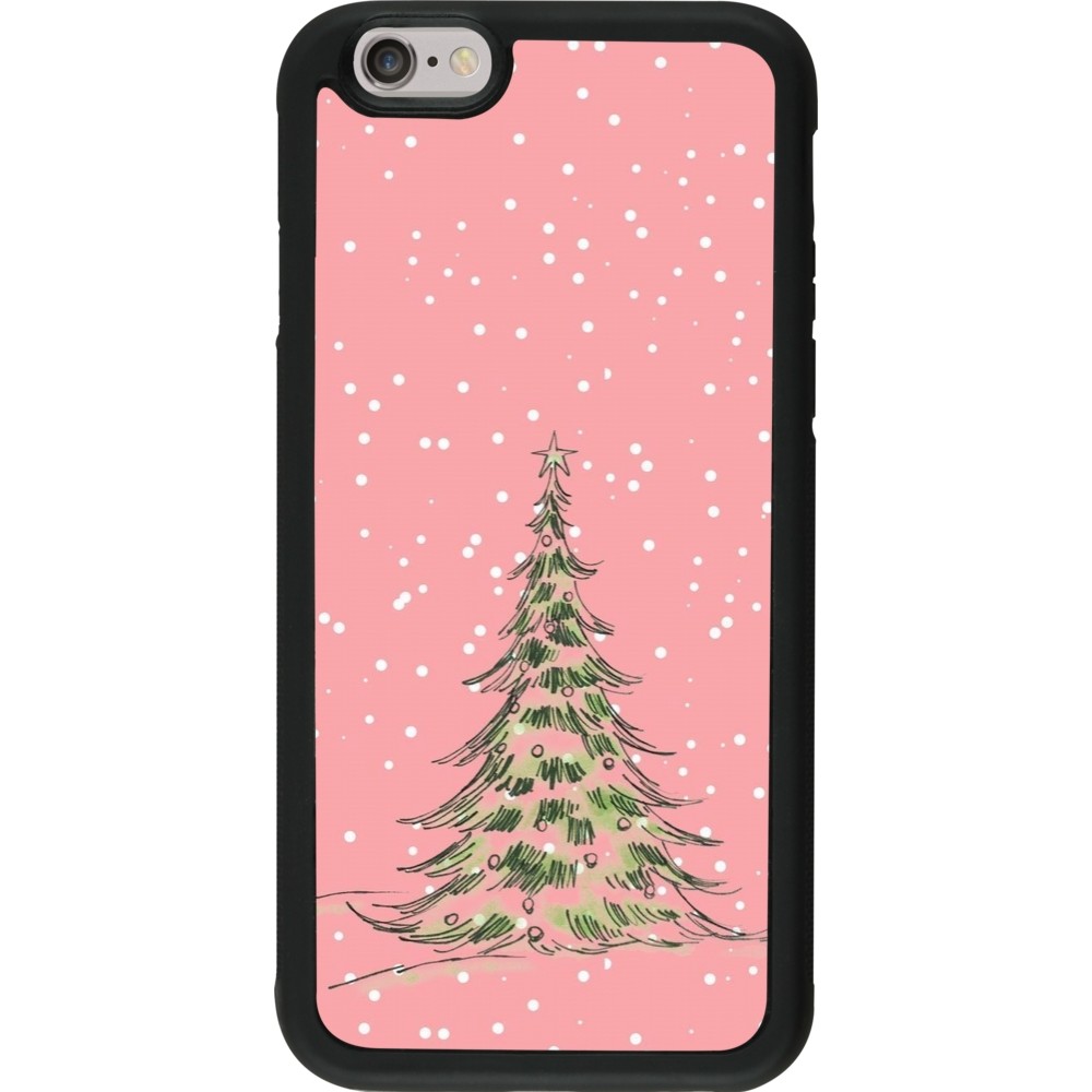Coque iPhone 6/6s - Silicone rigide noir Christmas 25 Pink Tree