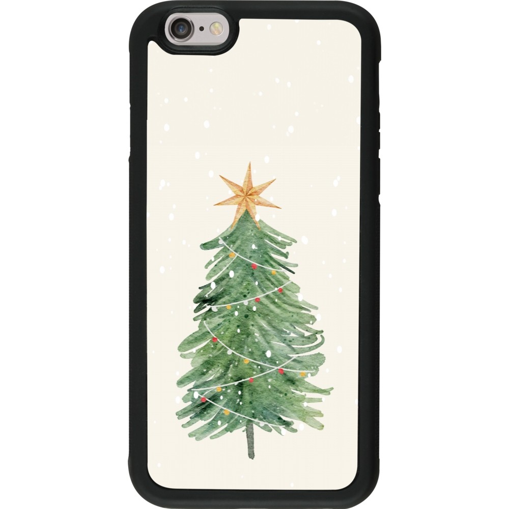 Coque iPhone 6/6s - Silicone rigide noir Christmas 25 Sketch Tree