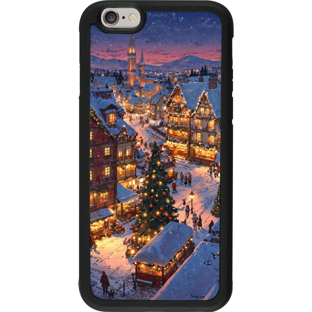 iPhone 6/6s Case Hülle - Silikon schwarz Christmas 25 Xmas Village