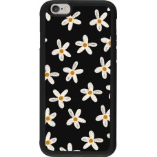 Coque iPhone 6/6s - Silicone rigide noir Easter 2024 white on black flower