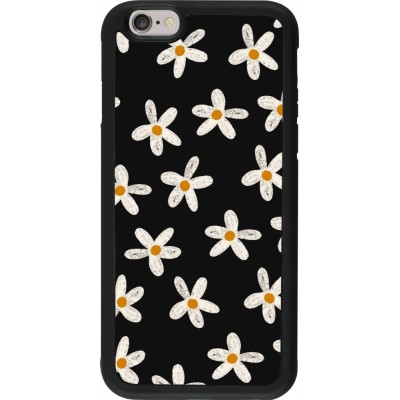 Coque iPhone 6/6s - Silicone rigide noir Easter 2024 white on black flower