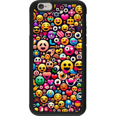 iPhone 6/6s Case Hülle - Silikon schwarz Emoji Mix Farbe