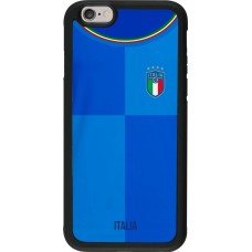 Coque iPhone 6/6s - Silicone rigide noir Maillot de football Italie 2022 personnalisable